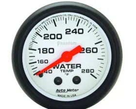 AutoMeter GAUGE; WATER TEMP; 2 1/16in.; 140-280deg.F; MECHANICAL; PHANTOM