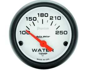 AutoMeter GAUGE; WATER TEMP; 2 1/16in.; 100-250deg.F; ELECTRIC; PHANTOM