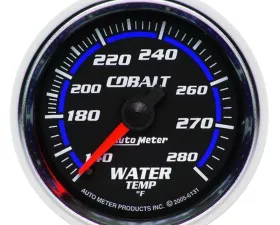 AutoMeter GAUGE; WATER TEMP; 2 1/16in.; 140-280deg.F; MECHANICAL; COBALT