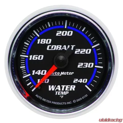 AutoMeter GAUGE; WATER TEMP; 2 1/16in.; 120-240deg.F; MECHANICAL; COBALT - 6132