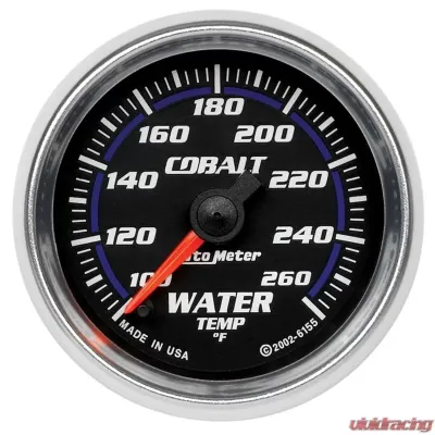 AutoMeter GAUGE; WATER TEMP; 2 1/16in.; 100-260deg.F; DIGITAL STEPPER MOTOR; COBALT - 6155