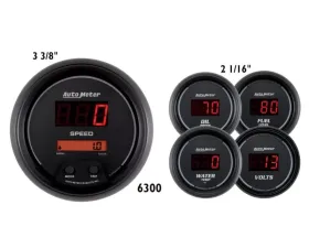 AutoMeter GAUGE KIT; 5 PC.; 3 3/8in./2 1/16in.; ELEC SPEEDO; DIGITAL; BLACK DIAL W/RED LED