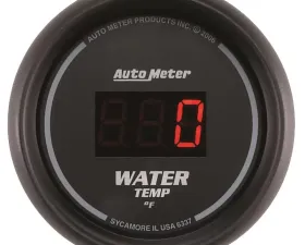 AutoMeter GAUGE; WATER TEMP; 2 1/16in.; 340deg.F; DIGITAL; BLACK DIAL W/RED LED
