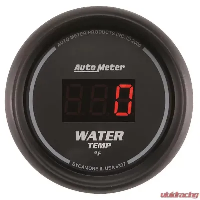 AutoMeter GAUGE; WATER TEMP; 2 1/16in.; 340deg.F; DIGITAL; BLACK DIAL W/RED LED - 6337