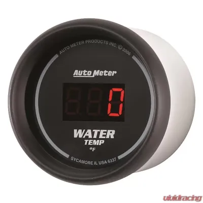 AutoMeter GAUGE; WATER TEMP; 2 1/16in.; 340deg.F; DIGITAL; BLACK DIAL W/RED LED - 6337