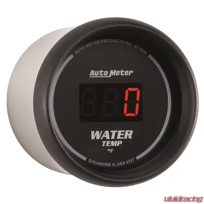 AutoMeter GAUGE; WATER TEMP; 2 1/16in.; 340deg.F; DIGITAL; BLACK DIAL W/RED LED - 6337