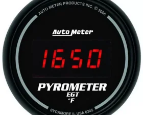 AutoMeter GAUGE; PYROMETER (EGT); 2 1/16in.; 1600deg.F; DIGITAL; BLACK DIAL W/RED LED