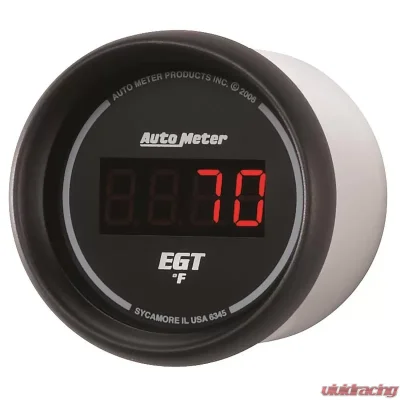 AutoMeter GAUGE; PYROMETER (EGT); 2 1/16in.; 1600deg.F; DIGITAL; BLACK DIAL W/RED LED - 6345