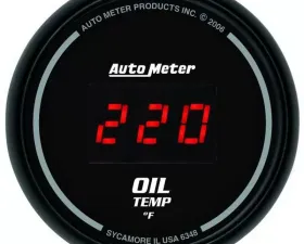 AutoMeter GAUGE; OIL TEMP; 2 1/16in.; 340deg.F; DIGITAL; BLACK DIAL W/RED LED