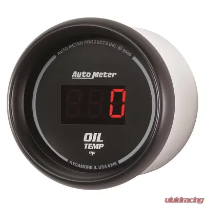AutoMeter GAUGE; OIL TEMP; 2 1/16in.; 340deg.F; DIGITAL; BLACK DIAL W/RED LED - 6348