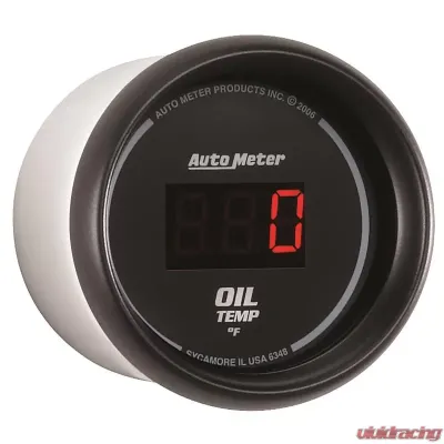 AutoMeter GAUGE; OIL TEMP; 2 1/16in.; 340deg.F; DIGITAL; BLACK DIAL W/RED LED - 6348