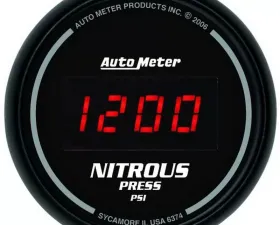 AutoMeter GAUGE; NITROUS PRESSURE; 2 1/16in.; 1600PSI; DIGITAL; BLACK DIAL W/RED LED