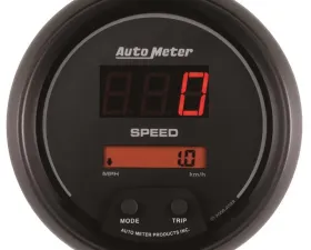 AutoMeter GAUGE; SPEEDO; 3 3/8in.; 260MPH/260KM/H; ELEC PROGRAM; DIGITAL; BLACK W/RED LED