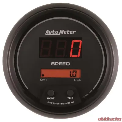 AutoMeter GAUGE; SPEEDO; 3 3/8in.; 260MPH/260KM/H; ELEC PROGRAM; DIGITAL; BLACK W/RED LED - 6388