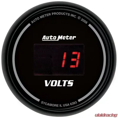 AutoMeter GAUGE; VOLTMETER; 2 1/16in.; 18V; DIGITAL; BLACK DIAL W/RED LED - 6393