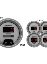 AutoMeter GAUGE KIT; 5 PC.; 3 3/8in./2 1/16in.; ELEC. SPEEDO.; DIGITAL; SILVER W/RED LED                                     - 6500 - Image 6