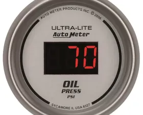 AutoMeter GAUGE; OIL PRESSURE; 2 1/16in.; 100PSI; DIGITAL; SILVER DIAL W/RED LED