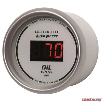AutoMeter GAUGE; OIL PRESSURE; 2 1/16in.; 100PSI; DIGITAL; SILVER DIAL W/RED LED - 6527