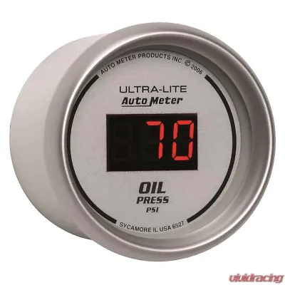 AutoMeter GAUGE; OIL PRESSURE; 2 1/16in.; 100PSI; DIGITAL; SILVER DIAL W/RED LED - 6527