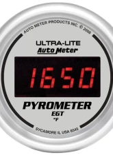 AutoMeter GAUGE; PYROMETER (EGT); 2 1/16in.; 1600deg.F; DIGITAL; SILVER DIAL W/RED LED                                     - 6545 - Image 3