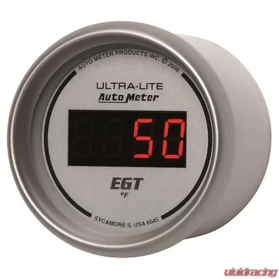 AutoMeter GAUGE; PYROMETER (EGT); 2 1/16in.; 1600deg.F; DIGITAL; SILVER DIAL W/RED LED - 6545