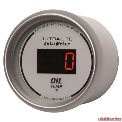 AutoMeter GAUGE; OIL TEMP; 2 1/16in.; 340deg.F; DIGITAL; SILVER DIAL W/RED LED - 6548
