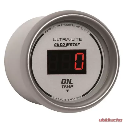 AutoMeter GAUGE; OIL TEMP; 2 1/16in.; 340deg.F; DIGITAL; SILVER DIAL W/RED LED - 6548
