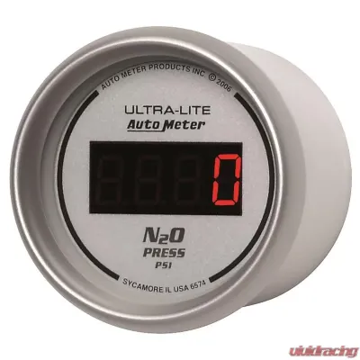 AutoMeter GAUGE; NITROUS PRESSURE; 2 1/16in.; 1600PSI; DIGITAL; SILVER DIAL W/RED LED - 6574