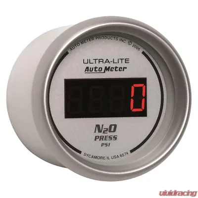 AutoMeter GAUGE; NITROUS PRESSURE; 2 1/16in.; 1600PSI; DIGITAL; SILVER DIAL W/RED LED - 6574