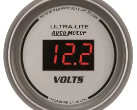 AutoMeter GAUGE; VOLTMETER; 2 1/16in.; 18V; DIGITAL; SILVER DIAL W/RED LED