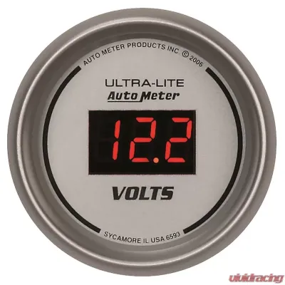 AutoMeter GAUGE; VOLTMETER; 2 1/16in.; 18V; DIGITAL; SILVER DIAL W/RED LED - 6593
