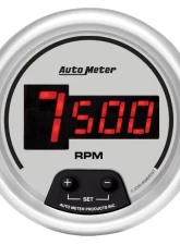 AutoMeter GAUGE; TACH; 3 3/8in.; 10K RPM; IN-DASH; DIGITAL; SILVER DIAL W/RED LED                                     - 6597 - Image 3