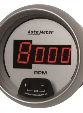 AutoMeter GAUGE; TACH; 3 3/8in.; 10K RPM; IN-DASH; DIGITAL; SILVER DIAL W/RED LED                                     - 6597 - Image 2