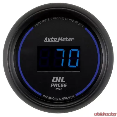 AutoMeter GAUGE; OIL PRESSURE; 2 1/16in.; 100PSI; DIGITAL; BLACK DIAL W/BLUE LED - 6927