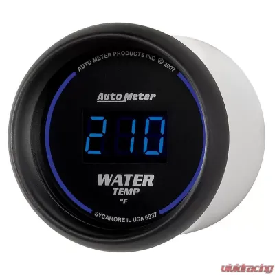AutoMeter GAUGE; WATER TEMP; 2 1/16in.; 340deg.F; DIGITAL; BLACK DIAL W/BLUE LED - 6937