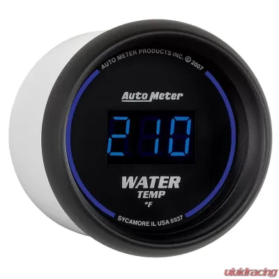 AutoMeter GAUGE; WATER TEMP; 2 1/16in.; 340deg.F; DIGITAL; BLACK DIAL W/BLUE LED - 6937