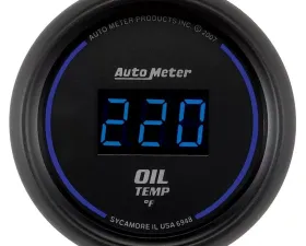 AutoMeter GAUGE; OIL TEMP; 2 1/16in.; 340deg.F; DIGITAL; BLACK DIAL W/BLUE LED