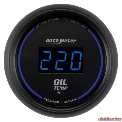 AutoMeter GAUGE; OIL TEMP; 2 1/16in.; 340deg.F; DIGITAL; BLACK DIAL W/BLUE LED - 6948