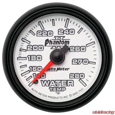 AutoMeter GAUGE; WATER TEMP; 2 1/16in.; 140-280deg.F; MECHANICAL; PHANTOM II - 7531