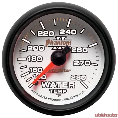 AutoMeter GAUGE; WATER TEMP; 2 1/16in.; 140-280deg.F; MECHANICAL; PHANTOM II - 7531