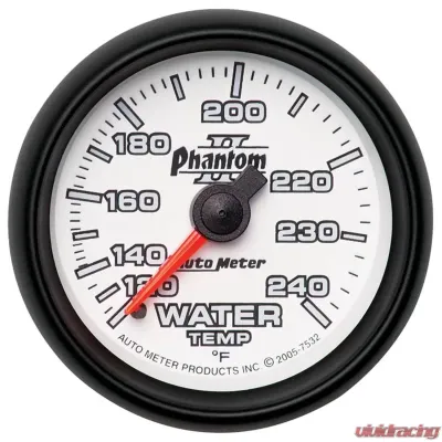 AutoMeter GAUGE; WATER TEMP; 2 1/16in.; 120-240deg.F; MECHANICAL; PHANTOM II - 7532