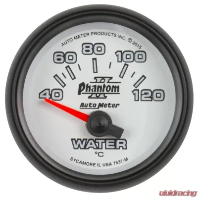 AutoMeter GAUGE; WATER TEMP; 2 1/16in.; 40-120deg.C; ELECTRIC; PHANTOM II - 7537-M