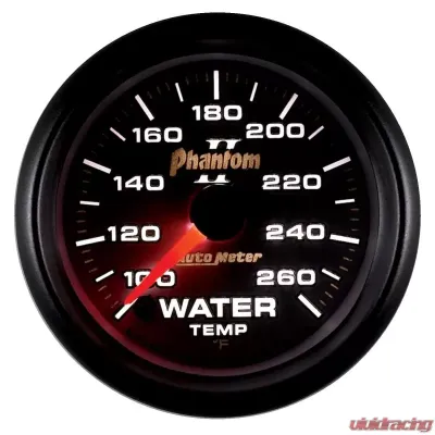 AutoMeter GAUGE; WATER TEMP; 2 1/16in.; 100-260deg.F; DIGITAL STEPPER MOTOR; PHANTOM II - 7555