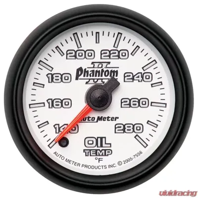 AutoMeter GAUGE; OIL TEMP; 2 1/16in.; 140-280deg.F; DIGITAL STEPPER MOTOR; PHANTOM II - 7556