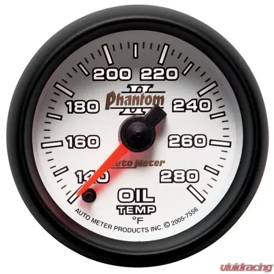 AutoMeter GAUGE; OIL TEMP; 2 1/16in.; 140-280deg.F; DIGITAL STEPPER MOTOR; PHANTOM II - 7556