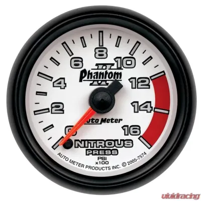 AutoMeter GAUGE; NITROUS PRESSURE; 2 1/16in.; 1600PSI; DIGITAL STEPPER MOTOR; PHANTOM II - 7574