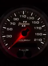 AutoMeter GAUGE; SPEEDOMETER; 3 3/8in.; 225KM/H; GPS; PHANTOM II                                     - 7580-M - Image 2