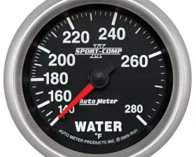 AutoMeter GAUGE; WATER TEMP; 2 5/8in.; 140-280deg.F; MECHANICAL; SPORT-COMP II
