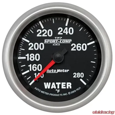 AutoMeter GAUGE; WATER TEMP; 2 5/8in.; 140-280deg.F; MECHANICAL; SPORT-COMP II - 7631
