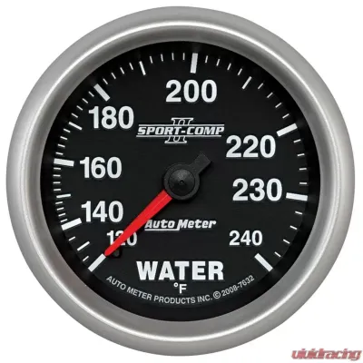 AutoMeter GAUGE; WATER TEMP; 2 5/8in.; 120-240deg.F; MECHANICAL; SPORT-COMP II - 7632